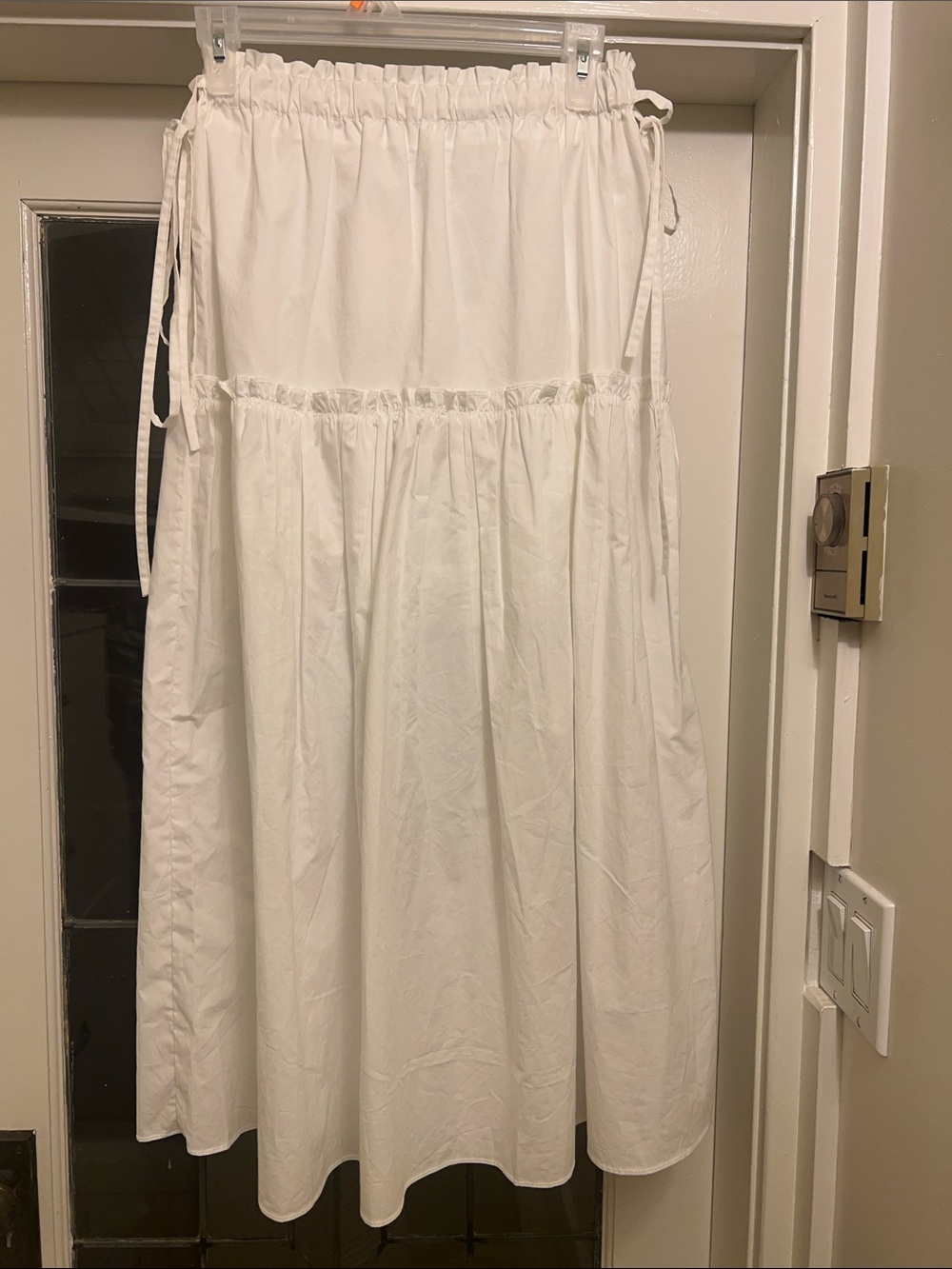 OAK + FORT White Tiered Drawstring Maxi Skirt